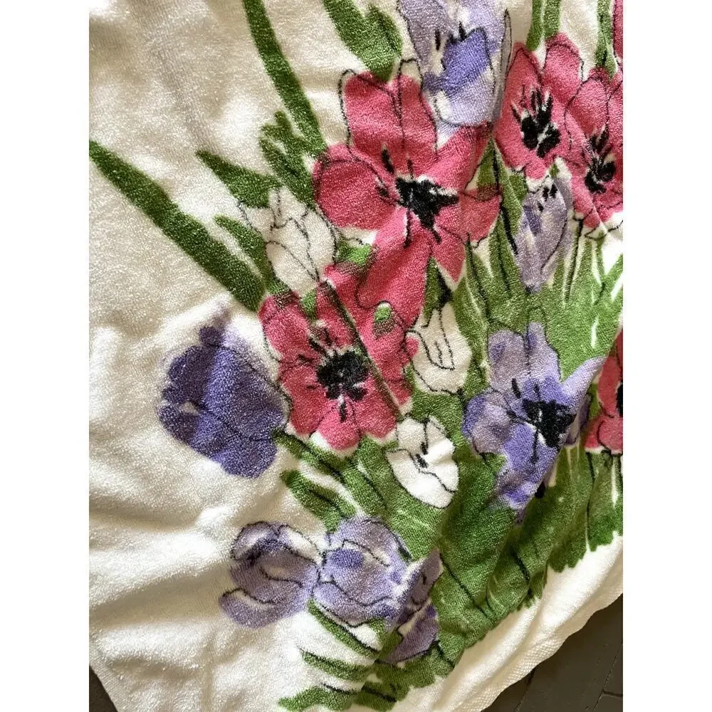 Vintage Burlington Vera Neumann Floral Pink Purple Towel Set